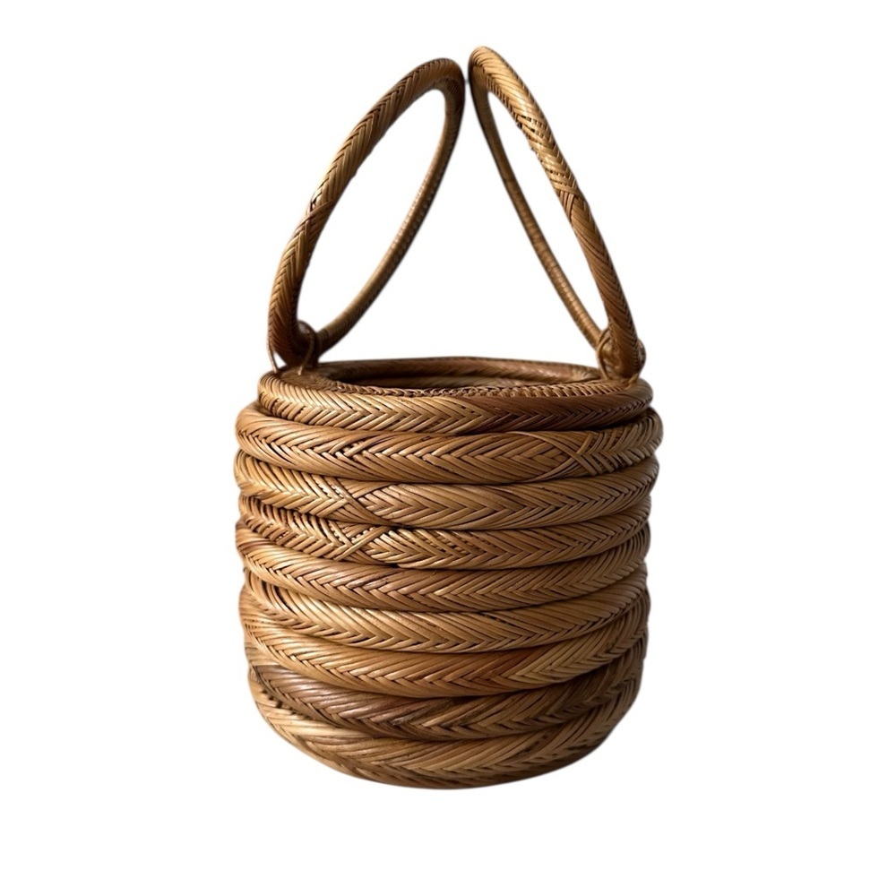 Rattan Ring Top Handle Bag Small